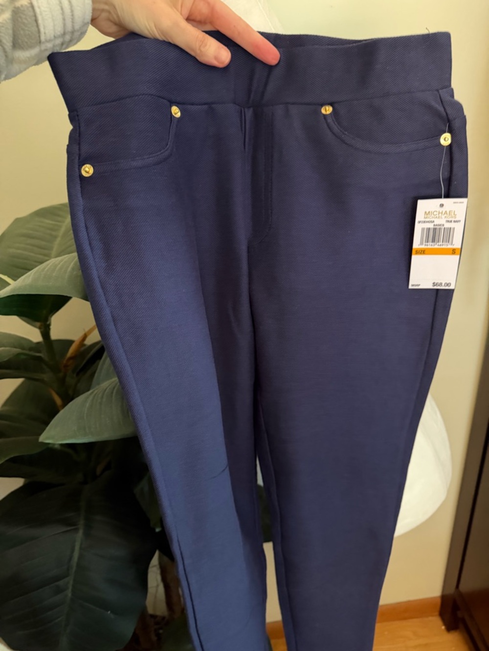 Michael Kors Navy Ponte Knit Slim Pants